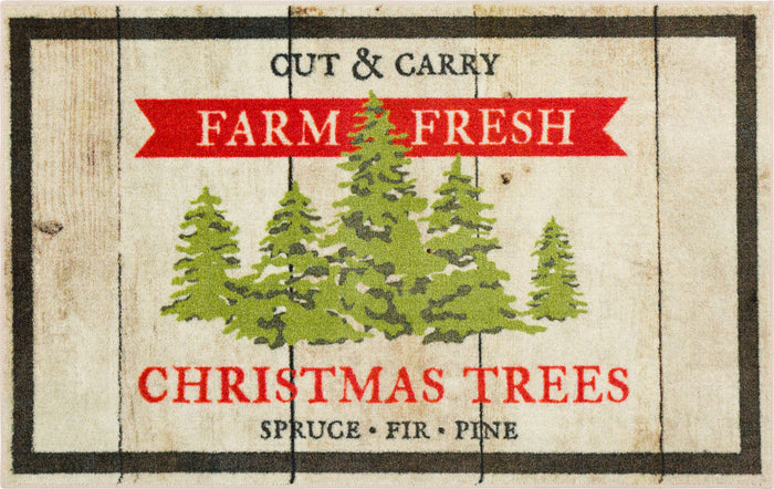 Farm Fresh Christmas Trees Beige Accent Rug