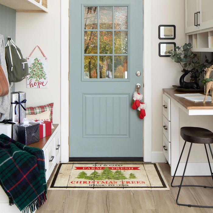 Farm Fresh Christmas Trees Beige Accent Rug