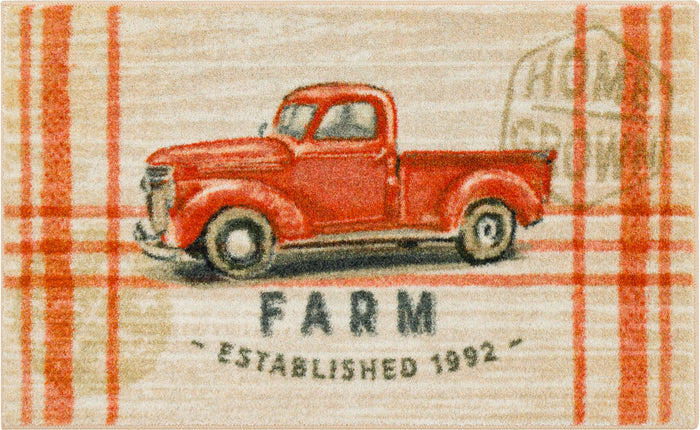 Farmhouse Truck Red & Beige Accent Rug