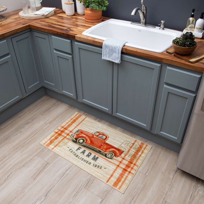 Farmhouse Truck Red & Beige Accent Rug