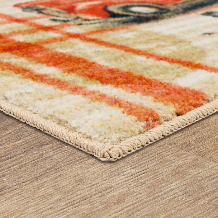 Farmhouse Truck Red & Beige Accent Rug