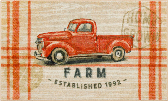 Farmhouse Truck Red & Beige Accent Rug
