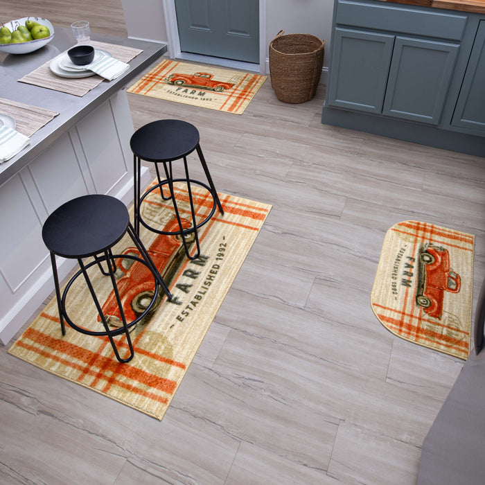 Farmhouse Truck Red & Beige Accent Rug