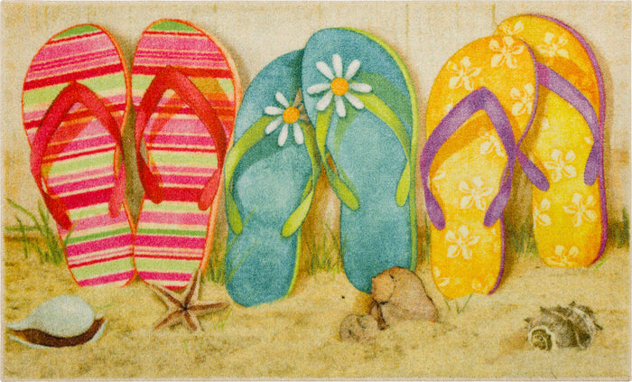 Flip Flops on the Beach Multicolor Accent Rug