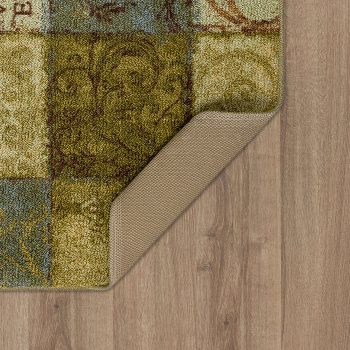 Scrollwork Tile Blue and Green Accent Rug