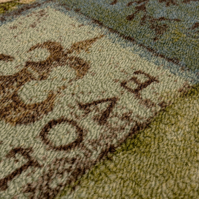 Scrollwork Tile Blue and Green Accent Rug