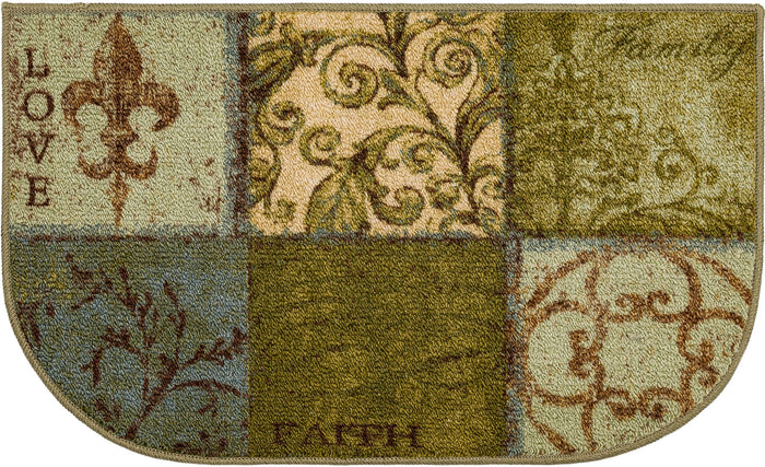 Scrollwork Tile Blue and Green Accent Rug