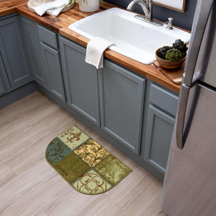 Scrollwork Tile Blue and Green Accent Rug