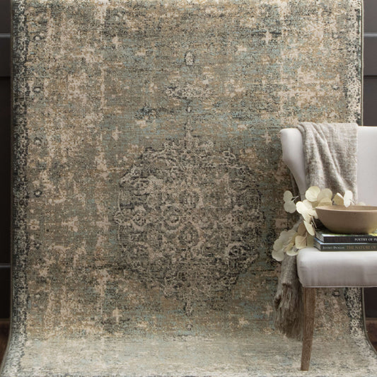 Karastan Titanium Floret Seaglass Area Rug by Patina Vie