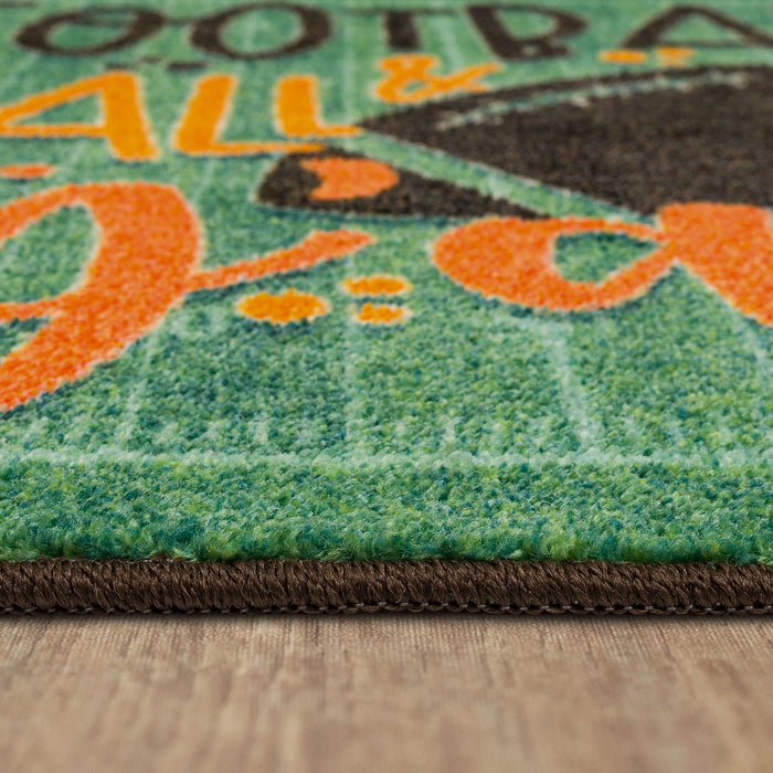Fall and Football Green Accent Rug