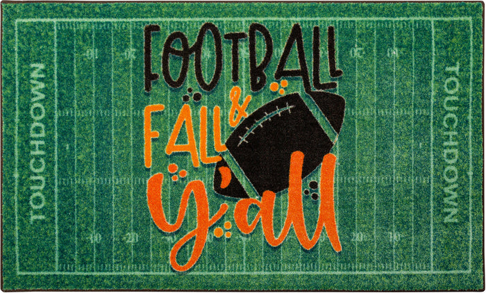 Fall and Football Green Accent Rug