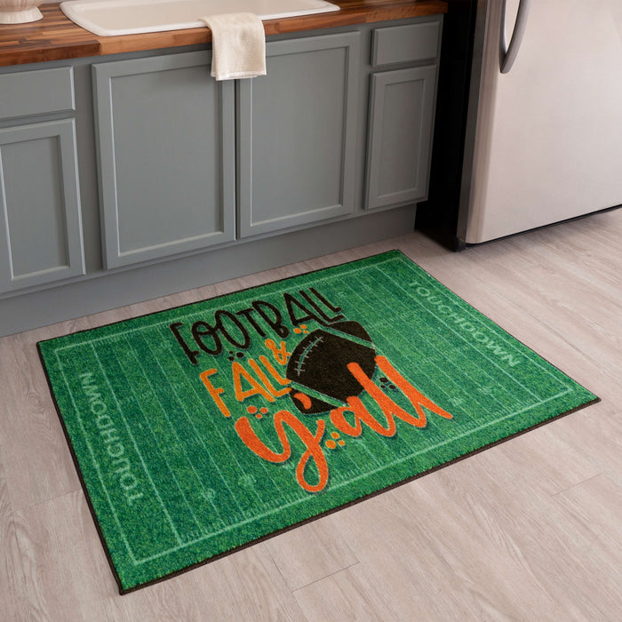 Fall and Football Green Accent Rug
