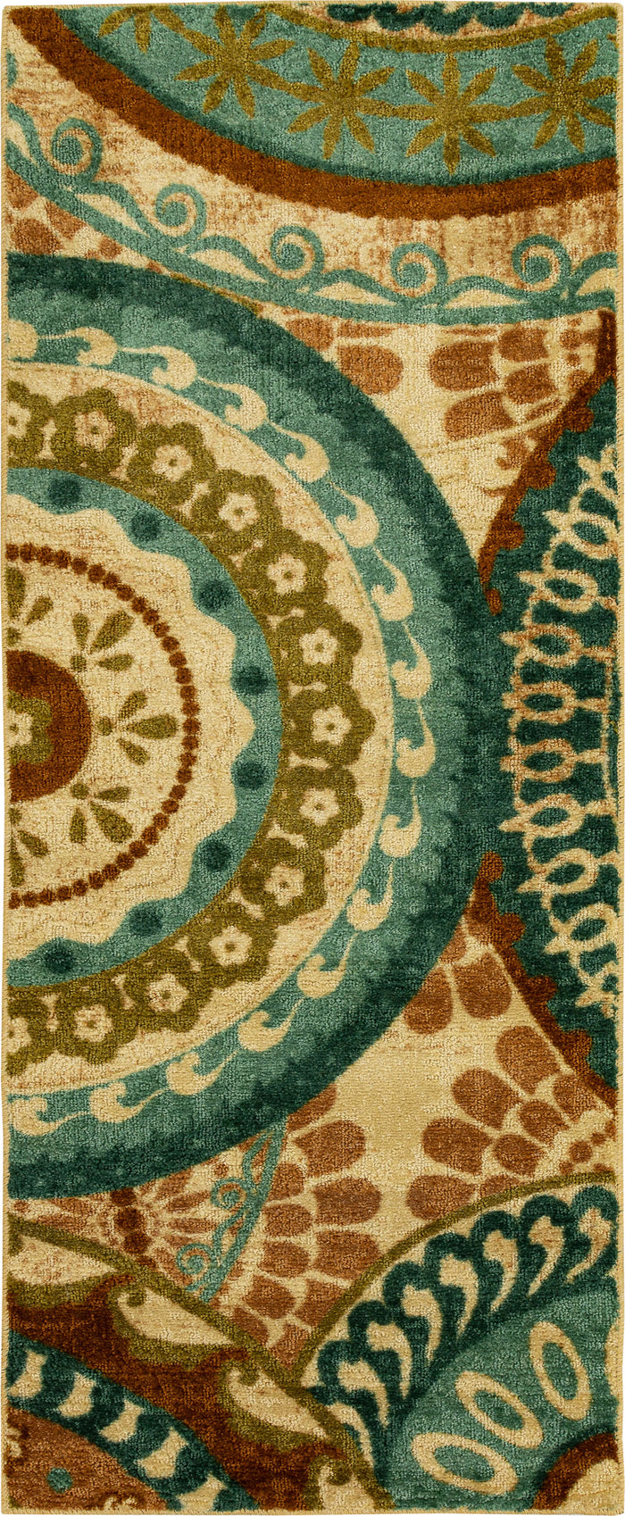 Acropolis Medallion Brown & Blue Area Rug