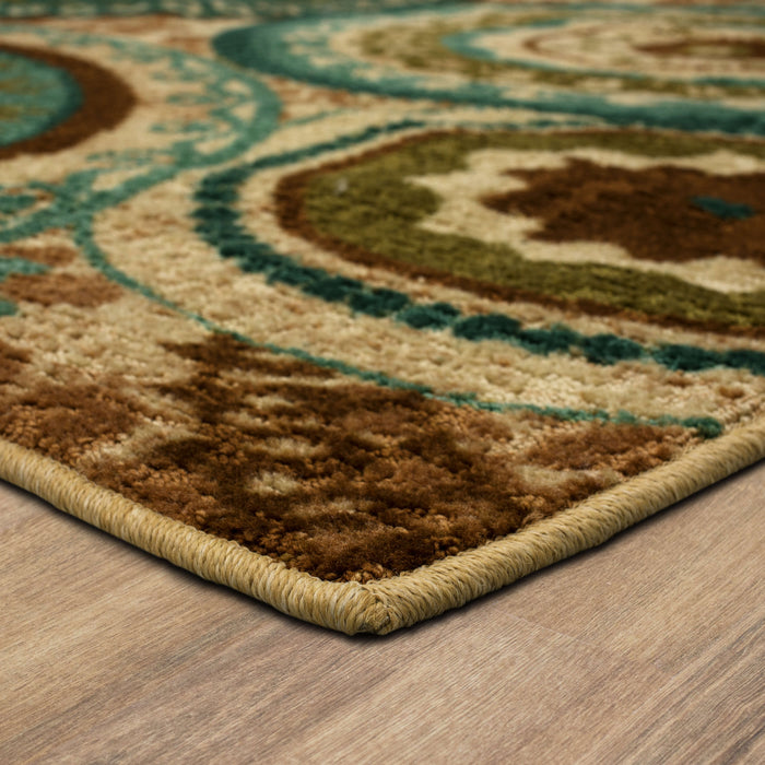 Acropolis Medallion Brown & Blue Area Rug
