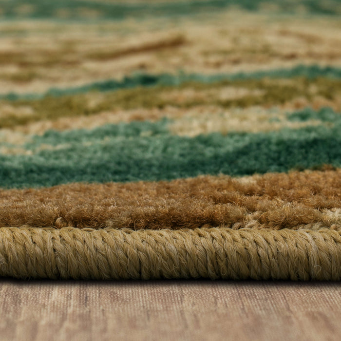 Acropolis Medallion Brown & Blue Area Rug