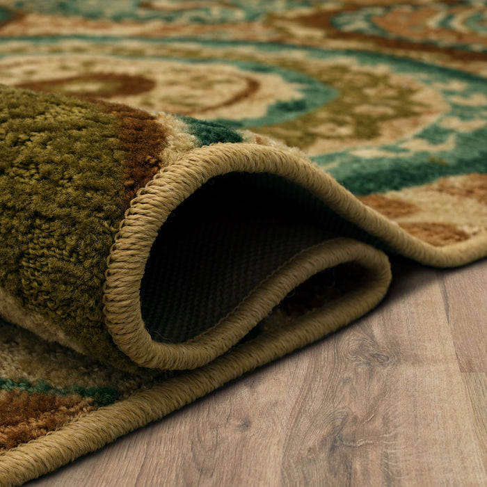 Acropolis Medallion Brown & Blue Area Rug
