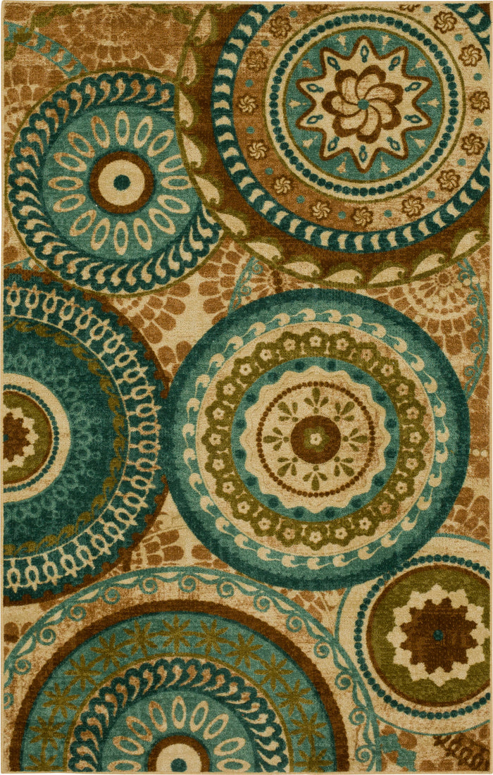 Acropolis Medallion Brown & Blue Area Rug