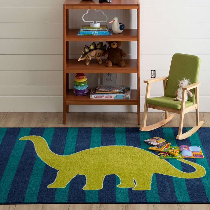 Lucia Dancing Dino Blue & Green Area Rug
