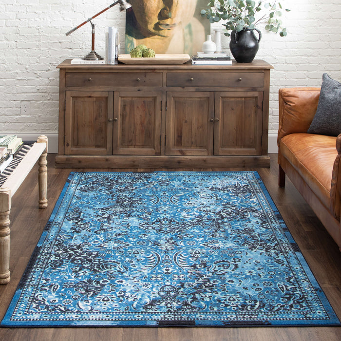 Technicolor Persian Blue Area Rug