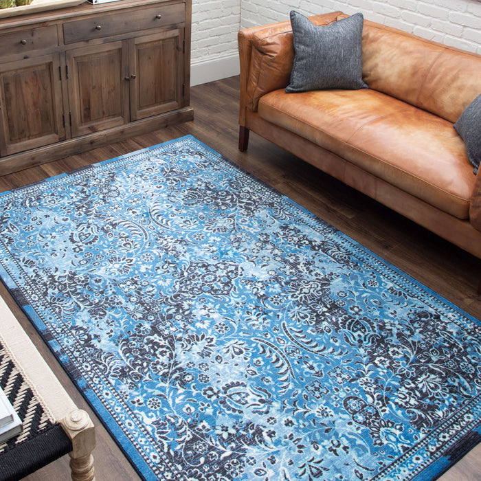 Technicolor Persian Blue Area Rug