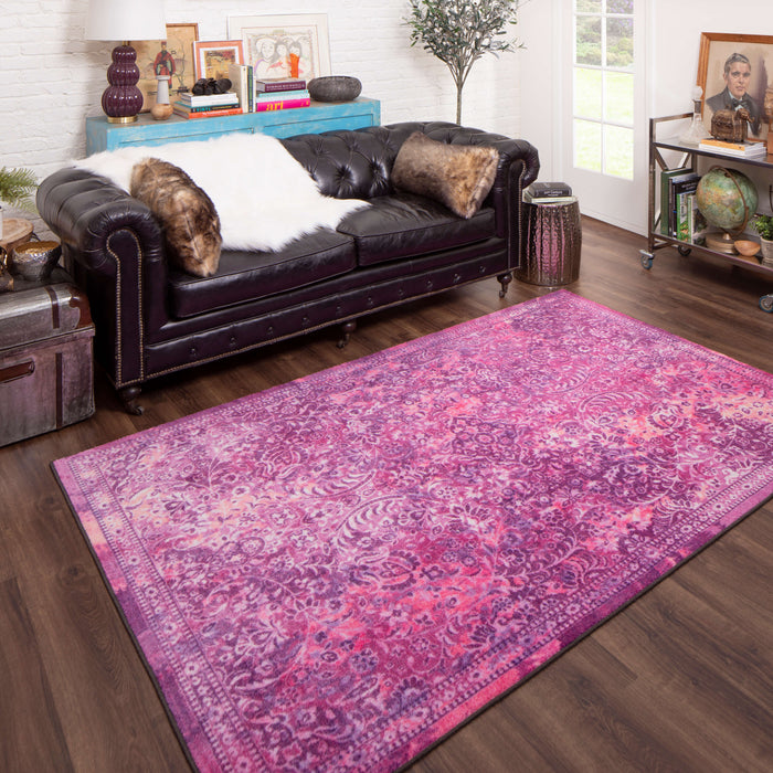 Technicolor Persian Pink & Purple Area Rug