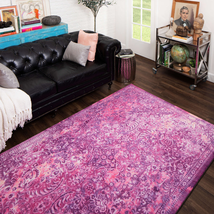 Technicolor Persian Pink & Purple Area Rug
