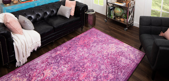 Technicolor Persian Pink & Purple Area Rug