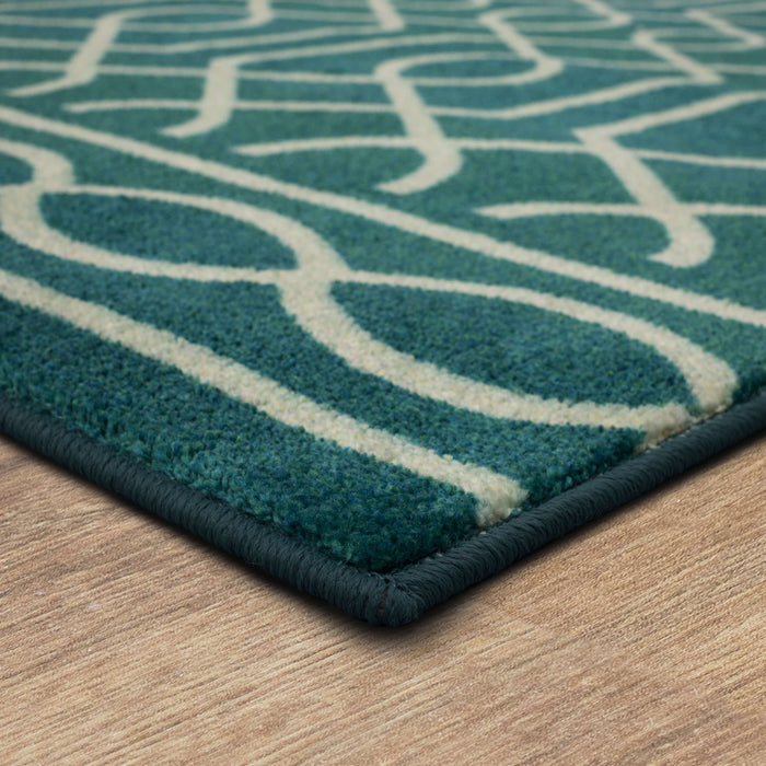 Technicolor Persian Teal Blue Area Rug