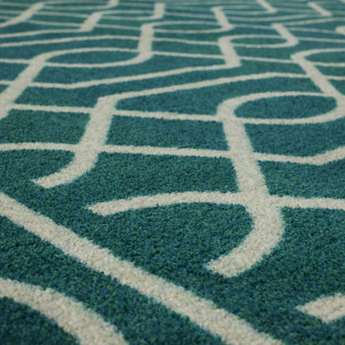 Technicolor Persian Teal Blue Area Rug