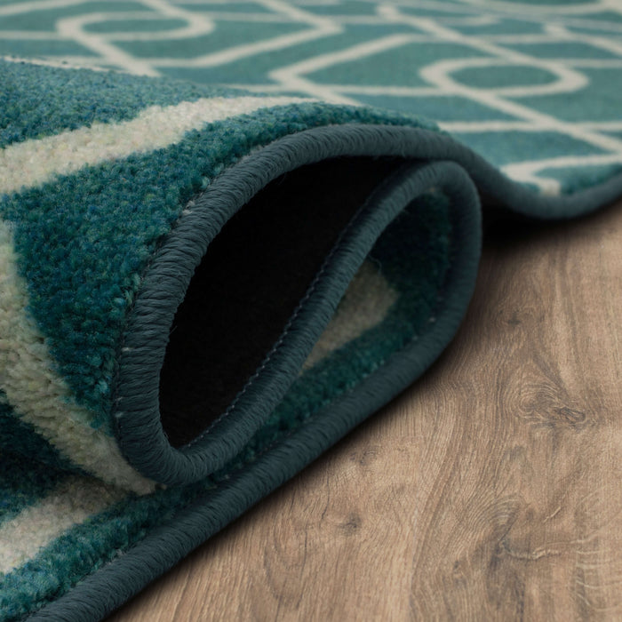 Technicolor Persian Teal Blue Area Rug