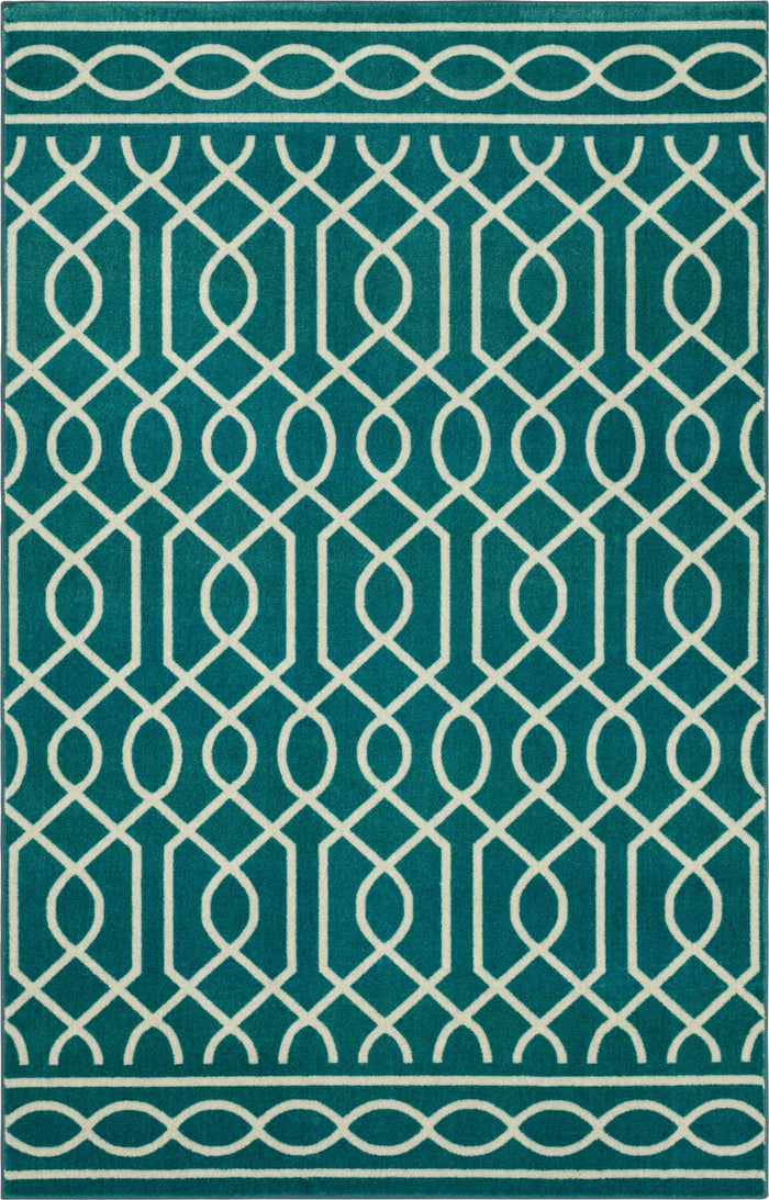 Technicolor Persian Teal Blue Area Rug