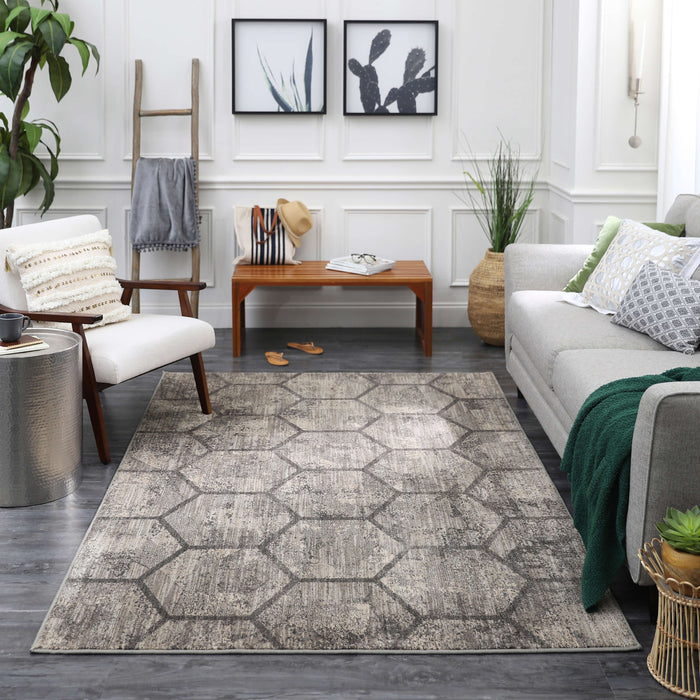 Geometric Collage Dark Linen Area Rug by Scott Living