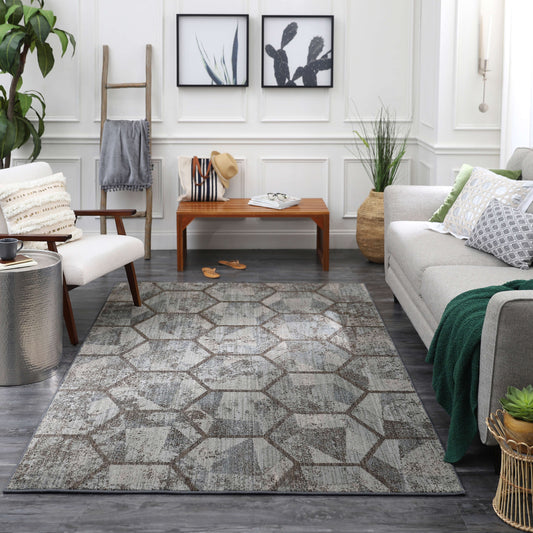 Geometric Collage Gray Area Rug by Scott Living