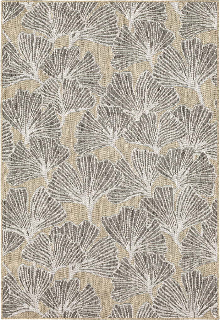 Jackson Leaf Fronds Taupe Area Rug