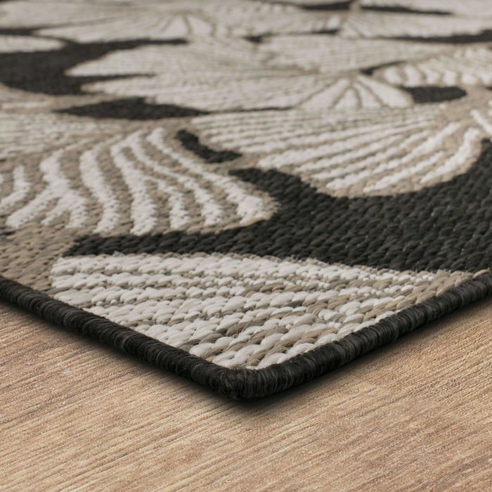 Jackson Leaf Fronds Black Area Rug