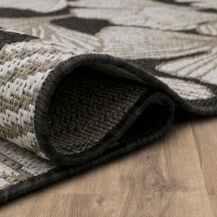 Jackson Leaf Fronds Black Area Rug