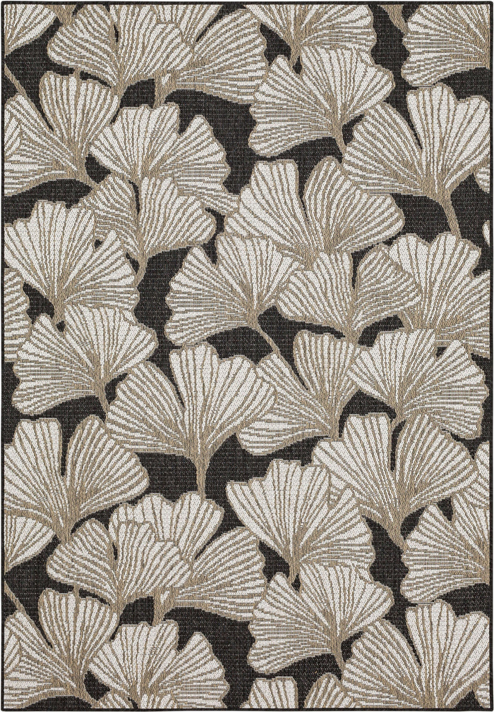 Jackson Leaf Fronds Black Area Rug