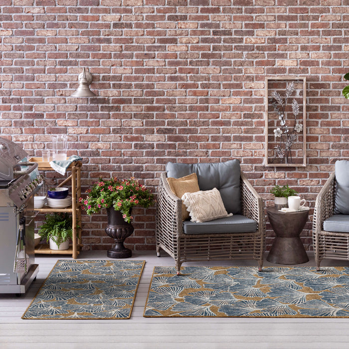 Jackson Leaf Fronds Brown Area Rug