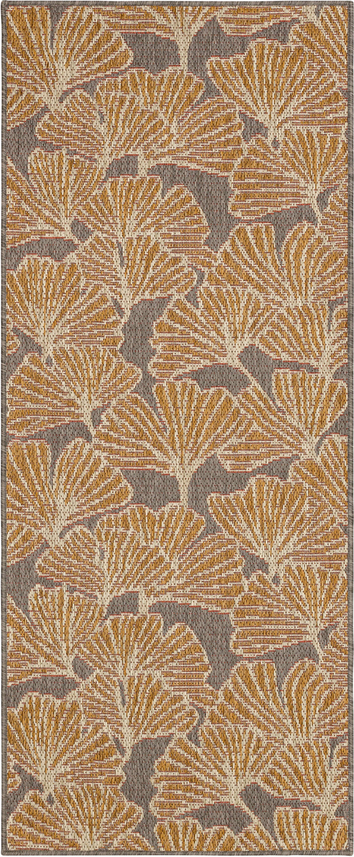Jackson Leaf Fronds Gray and Orange Area Rug