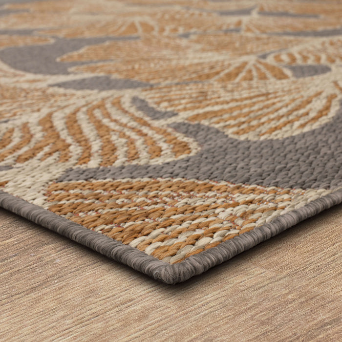 Jackson Leaf Fronds Gray and Orange Area Rug