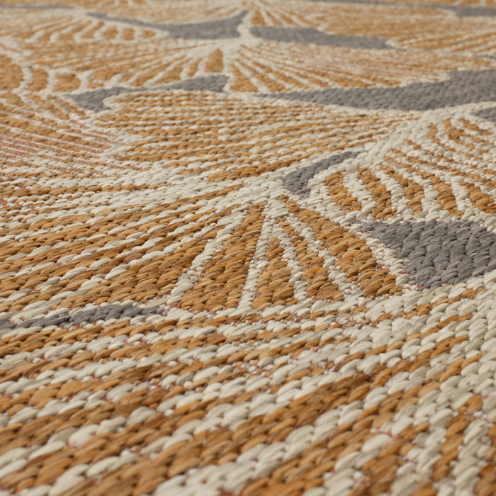 Jackson Leaf Fronds Gray and Orange Area Rug