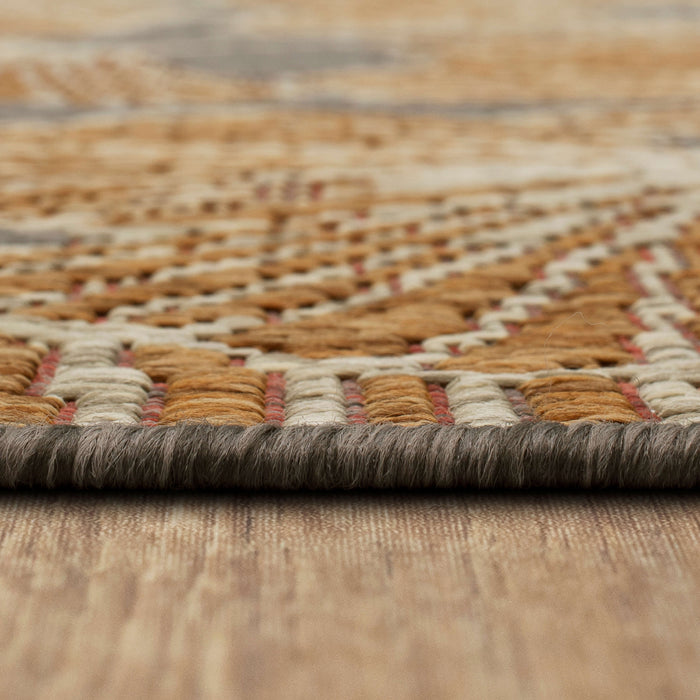 Jackson Leaf Fronds Gray and Orange Area Rug