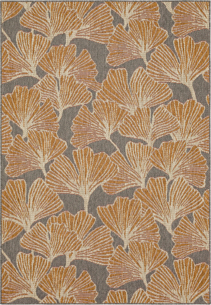 Jackson Leaf Fronds Gray and Orange Area Rug