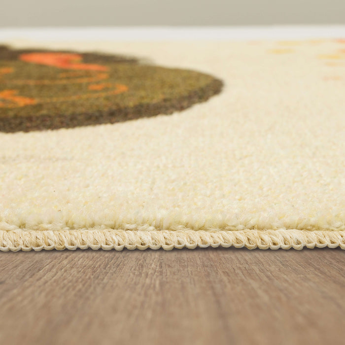 Give Thanks Turkey Cream Accent Rug
