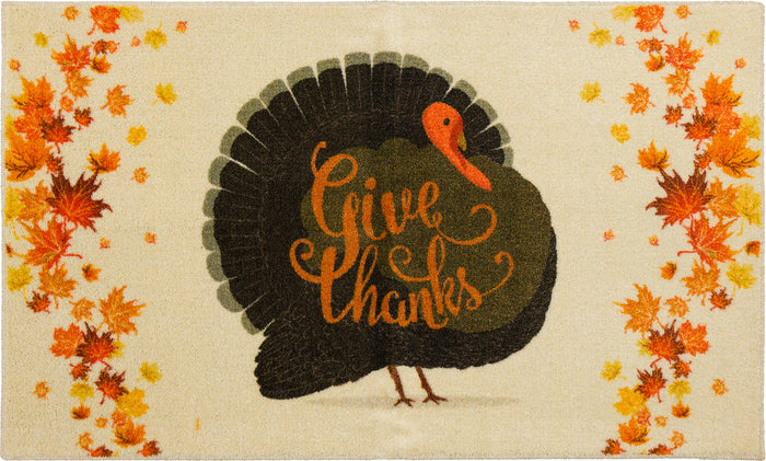 Give Thanks Turkey Cream Accent Rug