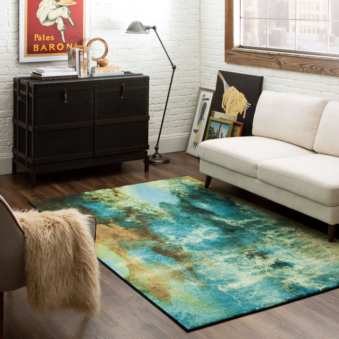 Technicolor Ice Field Blue Area Rug
