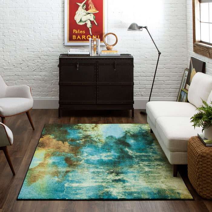 Technicolor Ice Field Blue Area Rug