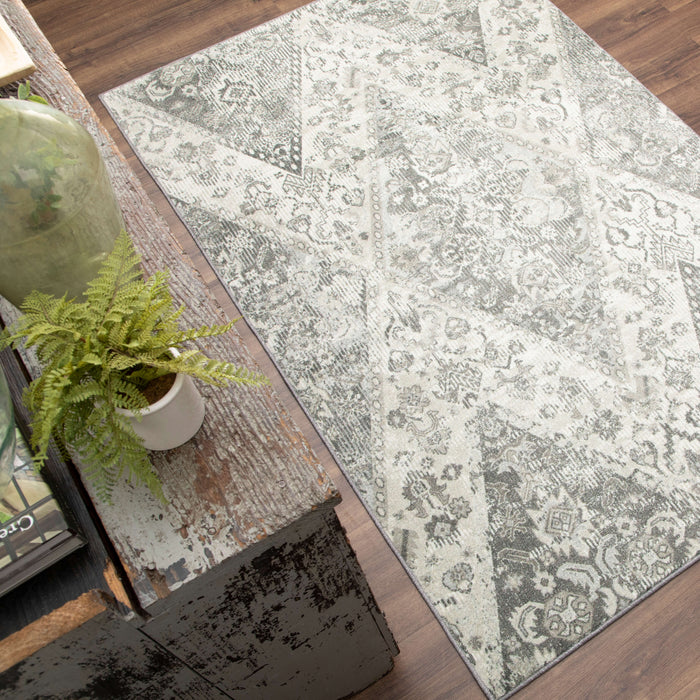 Technicolor Dulce Gray & White Area Rug