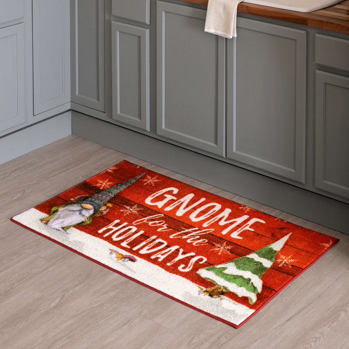 Gnome for the Holidays Red Accent Rug