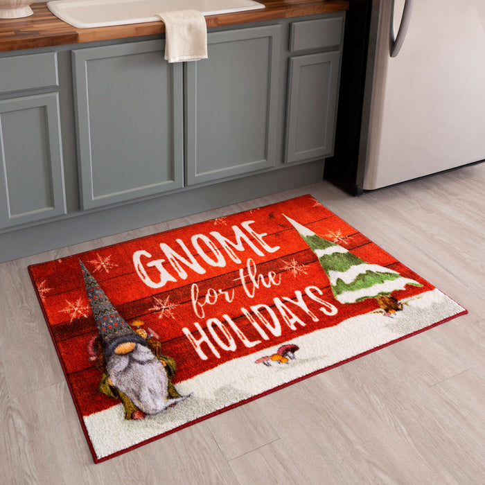 Gnome for the Holidays Red Accent Rug